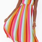 NWT Show Me Your Mumu Fling Midi Dress in getaway stripe. Rainbow colored Red Photo 0