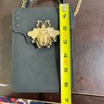 Black Rubber Crossbody North South Bag Golden Bee Accent Studded Mini Purse Photo 5