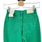 ZARA Washed Green High Waisted Denim Straight Cropped Jeans Size 0 Photo 7