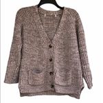 None Tan size medium knit sweater cardigan; button down Photo 1