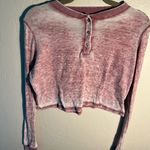 Self Esteem  Pink Faded Cropped Polo Sweatshirt 1/4 Button Lightweight SZ S Photo 2