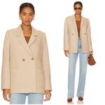 ANINE BING ππ Tweed Double Breasted Fishbone Blazer ~ Tan & Cream Medium Photo 5