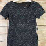 Maggy London floral lace fitted asymmetrical neckline black/ green dress Size 10 Photo 2