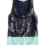 J.Crew Sequin Colorblock Tank Top Blue Green Sleeveless Style XS Photo 0