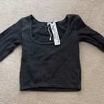 ZARA  Black Ribbed Long Sleeve Top Photo 0