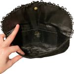 Vintage 60s Black Crushed Velvet Beaded Half Moon Clutch Evening Bag MCM Deco Photo 3