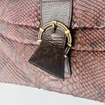 DONALD J PLINER Dark Brown Crocodile Embossed Snap Closure Shoulder Handbag Photo 7