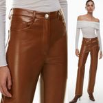Wilfred Aritzia Melina Brown Leather Pants Photo 1