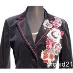 Cache  Black Velvet Elaborate Textured Embellished Lined Jacket NWT New $288 Photo 3
