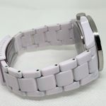 FMD women quartz analog watch white tone 39mm rhinestones round running Photo 4