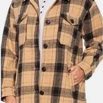 Lucky Brand  Plaid Thick Cotton Fall Shacket Shirt Jacket Sz S/P Tan Black Photo 0