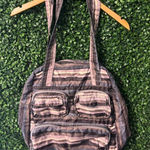 Lug Travel Puddle Jumper Packable Tote Bag Lightweight Purple Gray Striped Brown Photo 0