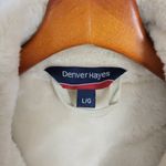 Denver Hayes Womens Winter Jacket Large Beige Green Faux Mock Neck Button Pocket Photo 6