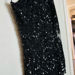 Parker  Black Sequin One Shoulder Long Sleeve Beaded Bodycon Mini Dress Size 0 Photo 6