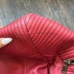 Balmain  Red Leather Moto Jacket Photo 9