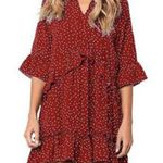 Red polkadot white Cocktail Dress Floral Sleeveless Dresses beach women dress​​ Size M Photo 1