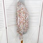 Democracy Printed Wide V Neck Ruffle Snap Cuff Long Sleeve Top Beige Medium Photo 3