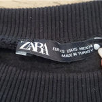 ZARA  Black Puff Sleeves Studded Fleece Sweater Photo 3