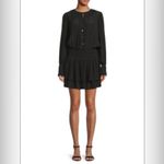 Ramy Brook New!  Clarinda Smocked‎ Drop Waist  Mini Dress Black Sz XXS $425 Photo 2