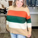 Sew In Love "Lindy" Long Sleeve Round Neck Stripe Sweater Size 1X Tan Photo 1