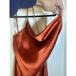 NEW! ASOS DESIGN cami maxi slip dress satin with lace up back in rust Orange Size 8 Photo 4