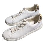 Tory Burch Howell White Leather Snakeskin Trim Low Top Lace Up Court Sneakers 10 Photo 0