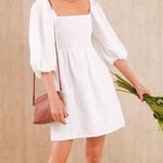 Tuckernut Annie Smocked 100% Linen Elegant White Puff Sleeve Dress Size XXL Photo 7