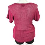 a.n.a Womens Sweater Shirt Top Short Sleeve Loose Knit Crochet Pullover Red Large Photo 2
