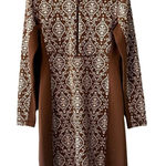 Sahalie Anthropologie Jacquard Sheath Dress Sz M Brown/White Stretch Modern Size M Photo 0