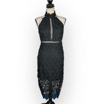 Bardot Gemma Halter Lace Sheath Dress Women's 6 Black Sleeveless Knee Length NWT Photo 2