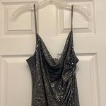 Laundry by Shelli Segal Silver Sequin Midi Ruched Dress Photo 5