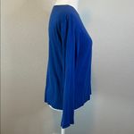 Christopher & Banks Satin Trim Crewneck Long Sleeve TShirt Blue Size Medium P Photo 1