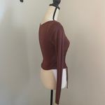 Krush Metallic Brown Ruched Square Neck Top Large Long Sleeve Y2K Hipster Streetwear‎ Photo 1