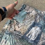 Vintage Ms. Caribou Volup Plus Size 3X Jungle Safari Zoo Animal Print Shorts Blue Photo 1