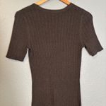 Greige Women's Grey Ribbed Knit Midi‎ Dress Short Sleeve Casual Comfort M Gray Size M Photo 7