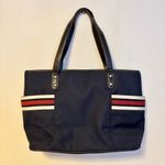 Amanda Smith  Canvas Multi Compartment Laptop Work Tote Bag Purse Blue Red White Photo 1
