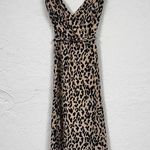Essue  Tan Animal Print Midi Dress Womens M Summer Strappy Casual Belted Classic Photo 0
