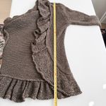Y2K Womens Cardigan Size S Brown Ruffle Open Front Knit Whimsigoth Fairy Grunge Photo 5