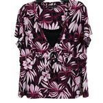 Briggs New York Women's Plus Size 2X Black White/Pink Floral Print Blouse Photo 0