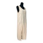 Flax  | M | 100% Linen Sleeveless 1/4 Button Split Hem Peach Maxi Tank Dress Photo 4