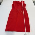 Calvin Klein  Red Gold Front Zip Ponte Knit Stretch Sleeveless Sheath Dress 6 Photo 7