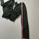 Windsor  Floral Smocked Long Sleeve Crop Top | Deep V-Neck Open Back Tie | Size M Photo 5