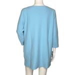 Onque Casual Shirt Womens XL Blue Ribbed Knit Everyday Office Casual Versatile Photo 3