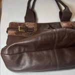 Renzo Costa Elegant Brown Leather Shoulder Bag with Tan Accents Photo 7