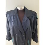 Vintage Forecaster Of Boston Trench Raincoat Size 12 Blue Black Iridescent Photo 1