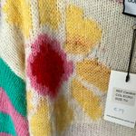 Gold & Silver: Pink & Green Crew Neck Floral Design Sweater Photo 7