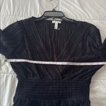 Leith  Black Smocked V-Neck Blouse size S Photo 5
