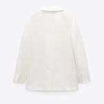ZARA Blogger’s Fav Oyster White Straight Cut Out Blazer with Lapel Collar Sz XL Photo 12
