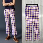 Anthropologie Maeve Susanna Flare Pants Colorful Plaid size S Small Photo 1