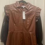 BB Dakota by Steve Madden Lima Faux Leather Mini Shirtdress Cognac Photo 6